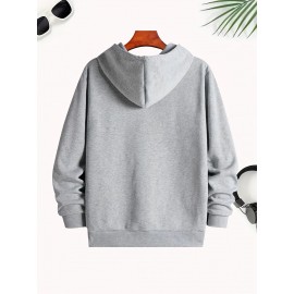 [Cozy Cartoon Hoodie] Cozy Comfort Cartoon Print Men's Hoodie | Long Sleeve Pullover with Fun Animated Character Design, Light Gray, Perfect for Fall and Winter