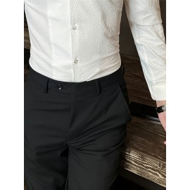 Premium Zhongshan Shirt for Men, Long Sleeve New Spring/Autumn Collection Chinese Style Stand Collar Casual Handsome Dress