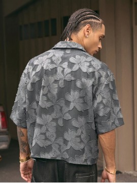 Men's Non-Stretch Button-Up Shirt - Loose Fit Streetwear Blouse, Machine Washable Formal Casual Outfits for Everyday & Special Events