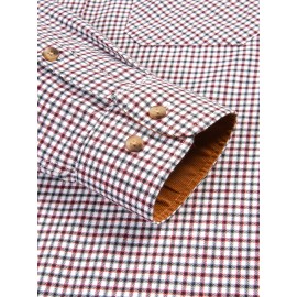 Men's Heavy-Duty Plaid Long Sleeve Dress Shirt - Winter Warmth Collar & Chest Pocket Button, Blue/White/Black/Brown Checkered Pattern, Loose Fit Casual & Formal Button-Up Coat Jacket-like Blazer (Machine Washable)
