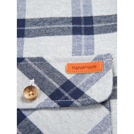 Men's Heavy-Duty Plaid Long Sleeve Dress Shirt - Winter Warmth Collar & Chest Pocket Button, Blue/White/Black/Brown Checkered Pattern, Loose Fit Casual & Formal Button-Up Coat Jacket-like Blazer (Machine Washable)