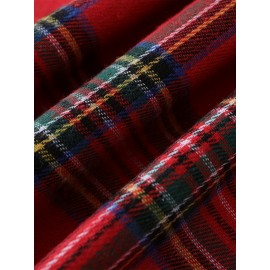 Men'S Casual Red and Green Plaid Long Sleeve Shirt - Polyester, Non-Stretch, Single Breasted, Pocket, Weekend Casual, Regular Fit