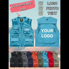 Men's Custom Logo Tactical Vest with ized Logo Printing - Heavy-Duty Multi-Pocket -Grade Vests for Outdoor,, - All-Season Wear (, MOLLE System Compatible, Durable Vest) - Add Your Logo