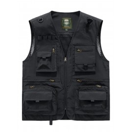 Men's Custom Logo Tactical Vest with ized Logo Printing - Heavy-Duty Multi-Pocket -Grade Vests for Outdoor,, - All-Season Wear (, MOLLE System Compatible, Durable Vest) - Add Your Logo