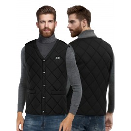 Men'S Autumn/Winter Warm Vest - 16 Zone Dual Control Temperature, 3-Speed Adjustable V-Neck Jacket with Pockets, Polyester for Outdoor & Casual Wear, Warm Vest