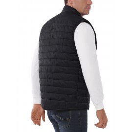 [Windproof Vest] Lightweight High Quality 33,000ft Men's Windproof Insulated Vest | Packable Stand Collar Sleeveless Jacket for Golf Running Tennis, Machine Washable Nylon-Lined Winter Outerwear, Casual Winter Wear