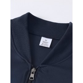 Men's Casual Zip-Up Jacket with Stand Collar - 