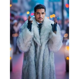 [New Fox Fur Coat] Warm Fashion Mid-Length Fox Fur Plush Collar Suit Coat | Men's Casual Fleece Outerwear, Comfortable Loose Luxurious Grass Coat, New Thickened Versatile Trendy