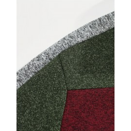 [Men's Color-Block Jacket] Color-Block Men's Knit Zip-Up Jacket | Regular Fit, Contrast Collar, Striped Design, Full-Zip Front, Ribbed Cuffs, Durable Fabric, Everyday Comfort Wear, Casual Outerwear