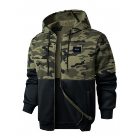 Men'S Camo Sports Lightweight Zip-Up Hoodie with Pockets - Army Style, Polyester Lining, Fall/Winter Wear, Regular Fit, Zip Closure, Casual Outdoor Hoodie|Camouflage Pattern|Zippered Jacke