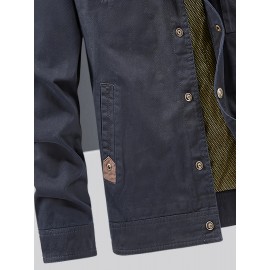 [Lightweight Jacket] Lightweight Nylon Men's Casual Work Jacket | 100% Nylon, 600 Grams, Multi-Pocket Button Design, Machine Washable, Suitable for Outdoor Use in Spring And Autumn with a Collar