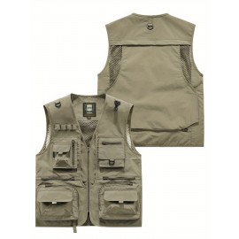 Men's Custom Logo Tactical Vest with ized Logo Printing - Heavy-Duty Multi-Pocket -Grade Vests for Outdoor,, - All-Season Wear (, MOLLE System Compatible, Durable Vest) - Add Your Logo