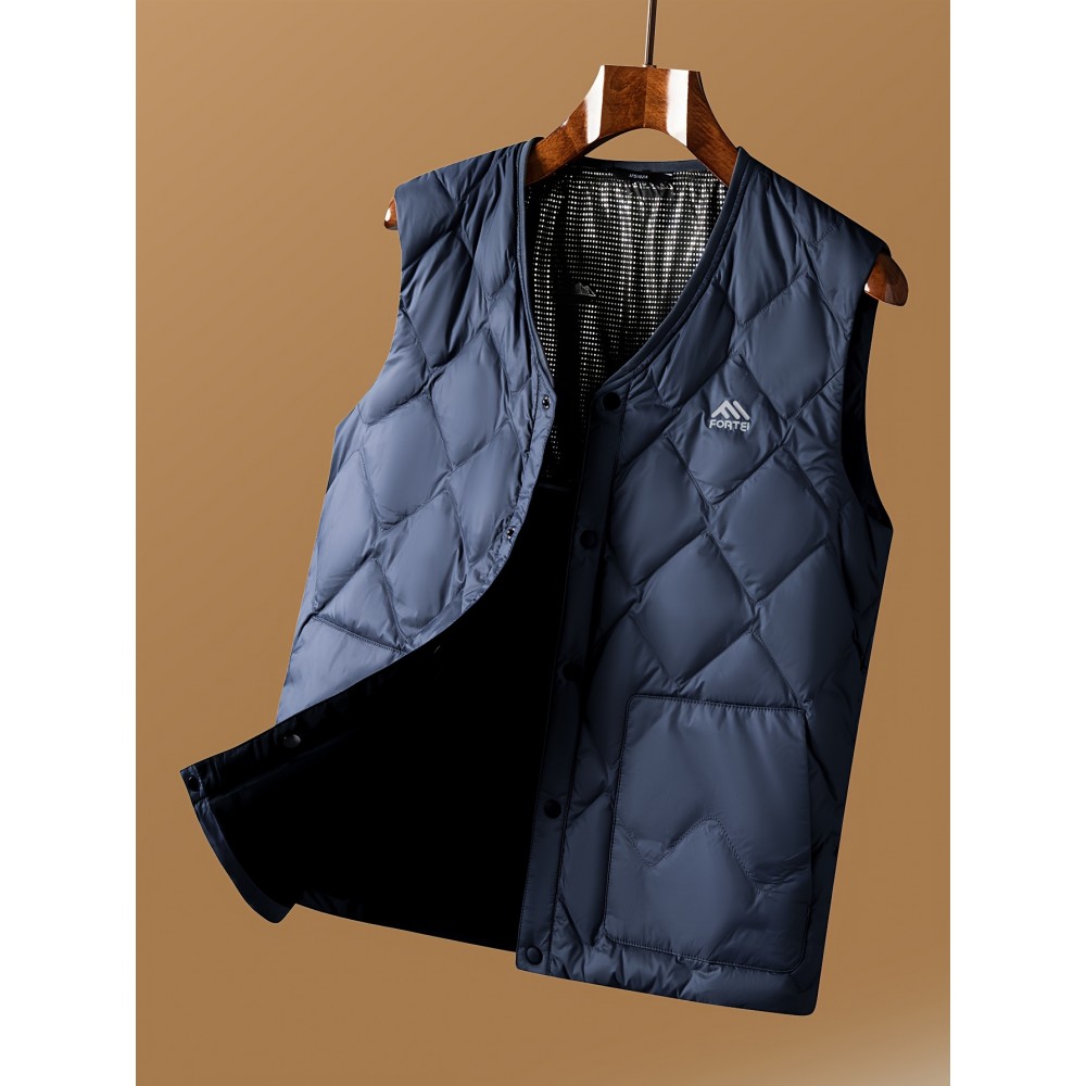 FORTEI 90 Duck Down Winter Warm V-neck Quilted Vest Inner Jacket Men's Vest 3F5061643331